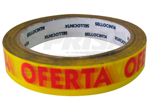 CINTA EMBALAJE IMPRESA 18 X 50 MT OFERTA AMARILLA