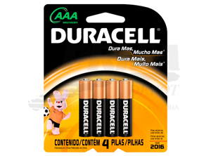 PILA ALCALINA AAA X 4 UN. DURACELL LR03 1.5 V