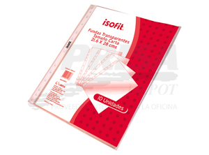 FUNDA PLASTICA CARTA X 10 UD ISOFIT