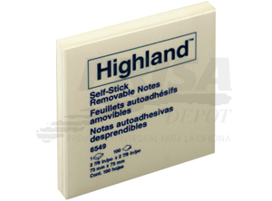 NOTA ADHESIVA HIGHLAND 654 - 9 MED. AMARILLO 100