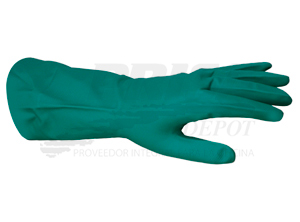 GUANTES NITRILO VERDE FLOCADO No. 8 TALLA M