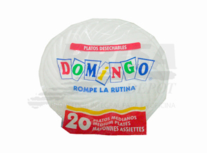 PLATO PLASTICO MEDIANO BLANCO X 20 UN.