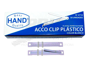 ACCOCLIPS PLASTICO BLANCO 50 UNID HAND
