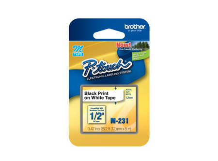 CINTA ROTULADORA BROTHER M-231 N/B 12MM PT85/80/90