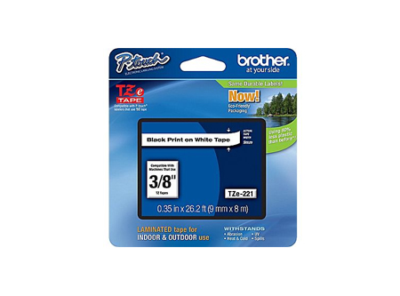 CINTA ROTULADORA BROTHER TZE-221 X1 9MM X 8 NG/BLA