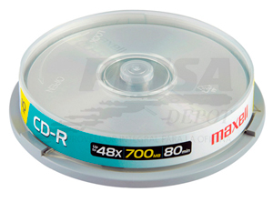CD GRABABLE 10 UN. 700 MB 48X MAXELL TORTA