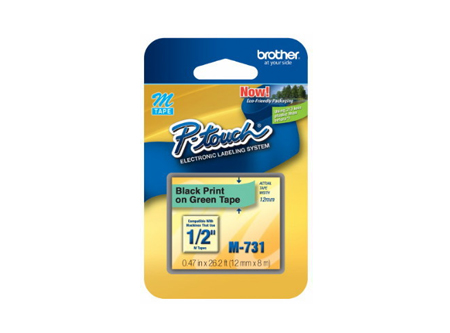 CINTA ROTULADORA BROTHER M-731 NG/VERDE PT-90 12MM