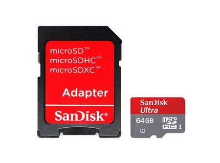 MEMORIA MICRO SDHC 64GB + ADAPT SANDISK ULTRA CL10