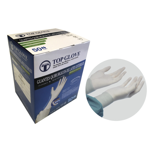 GUANTES QUIR.LATEX TOP GLOVE N-7 50 PARES C/P ESTE