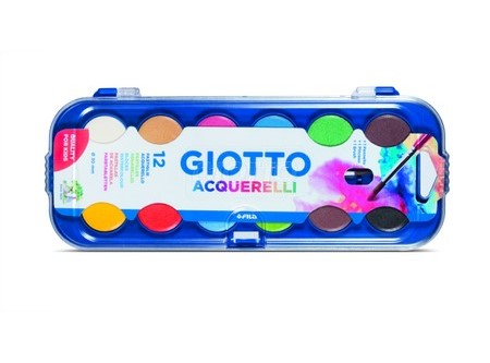 ACUARELA 12 COLORES GIOTTO 30MM + PINCEL BANDEJA