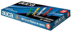 ACCOCLIPS PLASTICOS COLORES X 50 UN AUCA