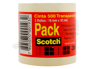 CINTA ADHE. CRISTAL 18 X 30 MT. 3M X 3UN. 500