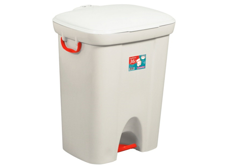 BASURERO 36 LT. C/TAPA PEDAL BLANCO SANREMO