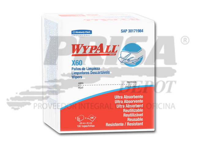 PAÃ‘O ABSORB.WYPALL X-60 X 100 PAÃ‘OS.