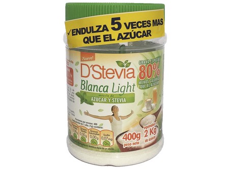 ENDULZANTE AZUCAR+DSTEVIA BLANCA LIGHT TARRO 400GR