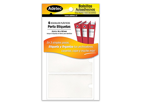 BOLSILLO AUTOADH. ADETEC 55X102MM 6 UD -ARCHIV