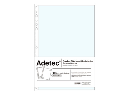 FUNDA PLASTICA OFICIO X 10 UD 75MC AZ ADETEC