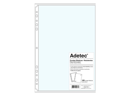 FUNDA PLASTICA OFICIO X 100 UD 75 MC AZ ADETEC