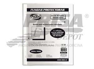 FUNDA PLASTICA CARTA X 10 UD ADIX