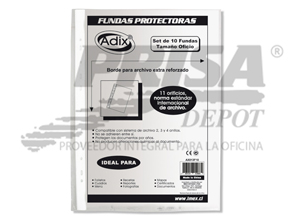 FUNDA PLASTICA OFICIO X 10 UD ADIX