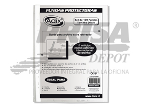 FUNDA PLASTICA OFICIO X 100 UD ADIX LOMO BL