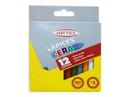 LAPIZ CERA 12 COLORES ARTEL