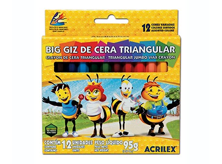 LAPIZ CERA 12 COLORES ACRILEX JUMBO TRIANGULAR