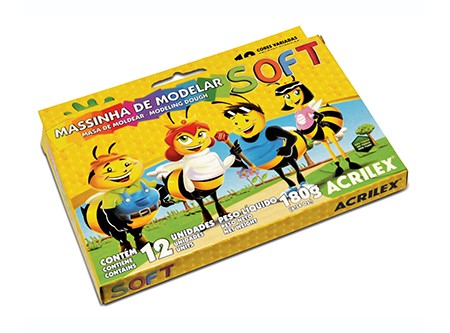 PLASTICINA 12 COLORES ACRILEX SOFT