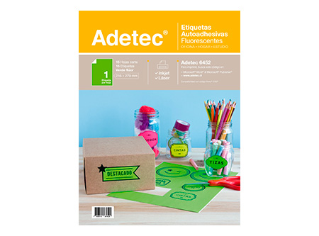ETIQUETA ADH.FLUOR CARTA 15 HJ VERDE ADETEC