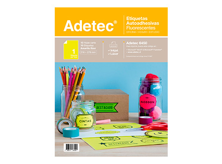 ETIQUETA ADH.FLUOR CARTA 15 HJ AMARILLO ADETEC